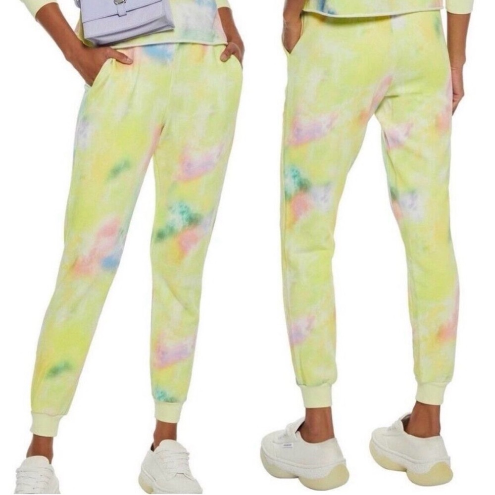 Alice + Olivia Yellow Tie-Dye Track Joggers